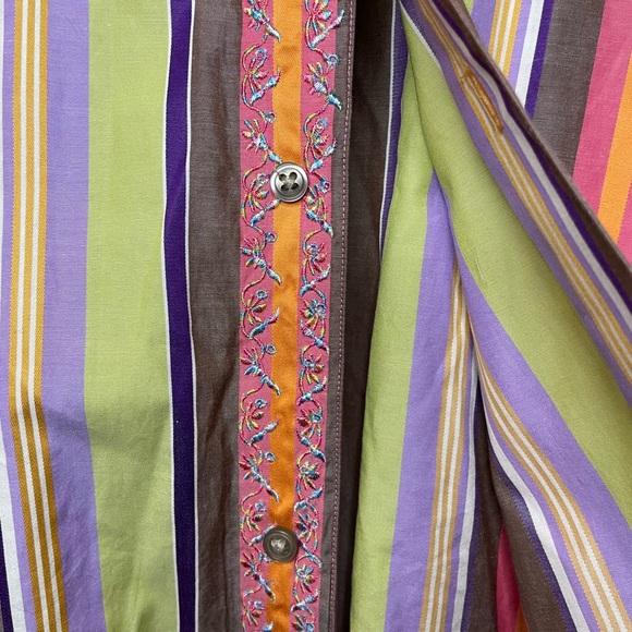 Robert Graham Vertical Line Floral Flip Cuff Classic Fit Men's 3XLT Button Shirt - Picture 4 of 12